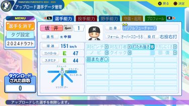 【パワプロ2024】坂井遼(関東第一高→ロッテ)　パワナンバー【再現選手】